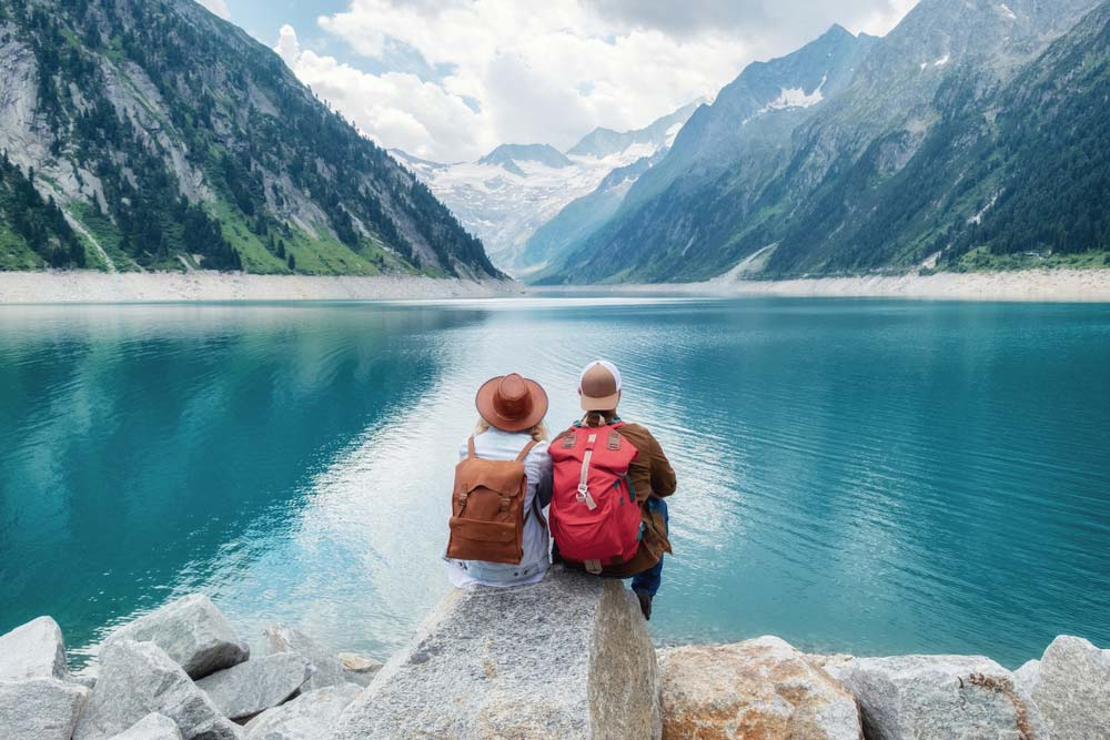 Couple Looking out over the lake